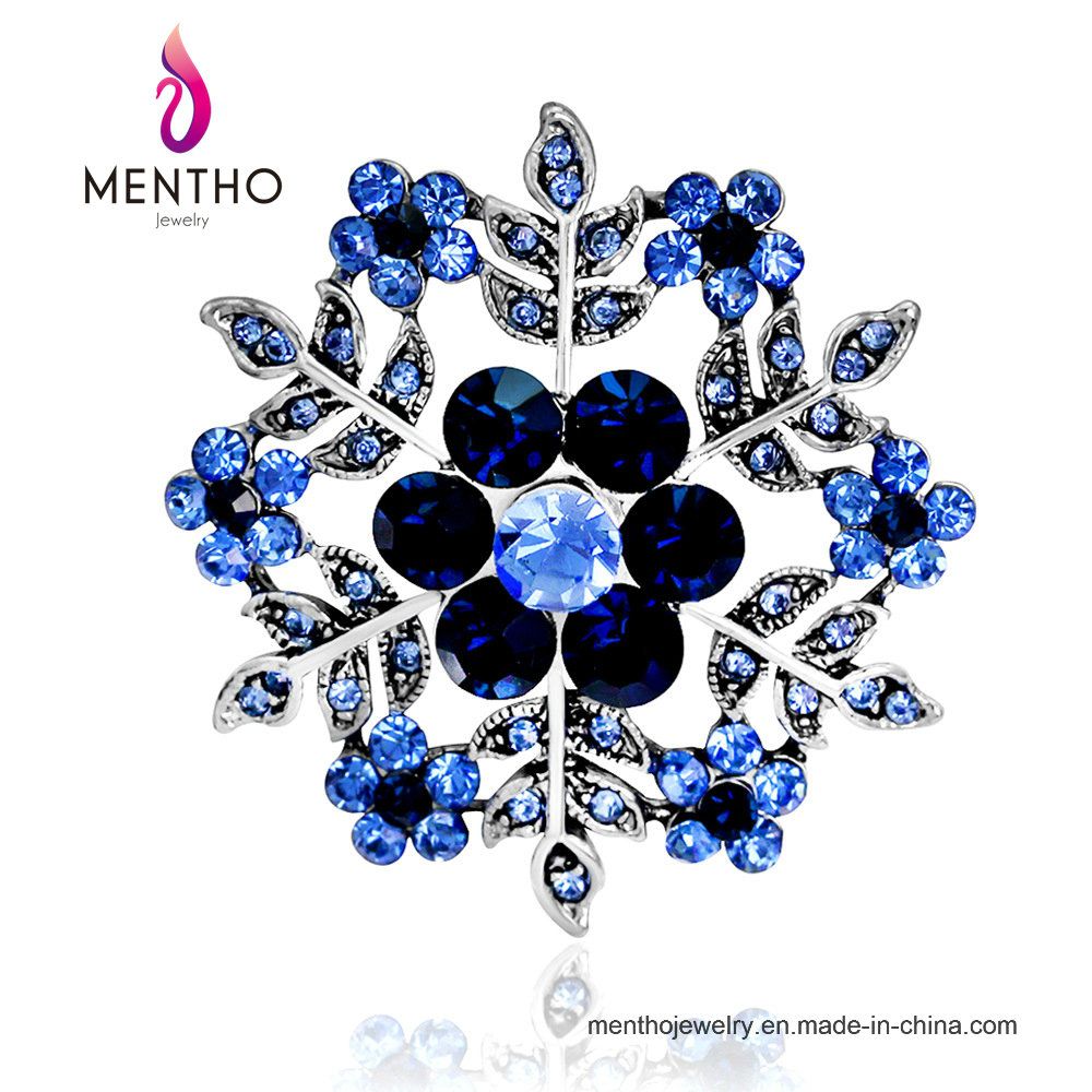 New Simple Fashion Jewelry Alloy Snowflake Shape Rhinestone Brooch 3colors