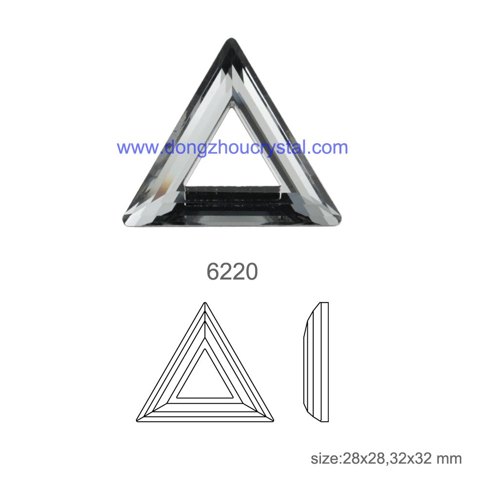 Crystal Triangle Hollow Flat Back Stone for Craft