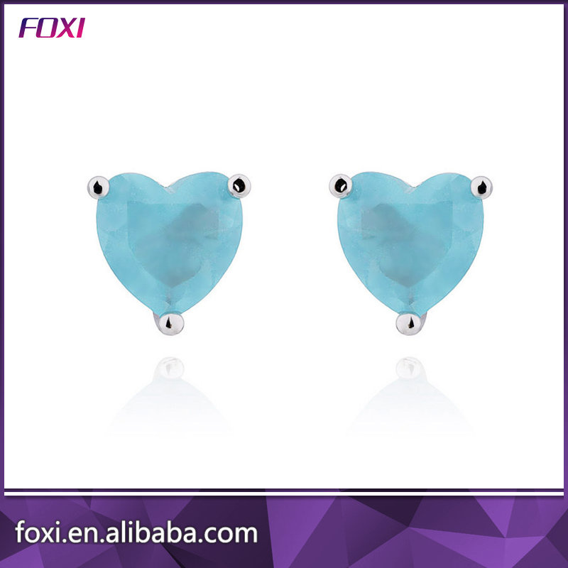 Wholesale Semi Joias Zirconia Heart Shape Stud Earrings Women