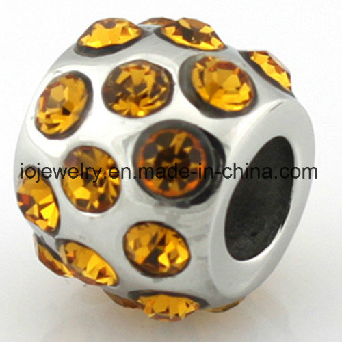 Fashionable Steel Jewelry Round Yellow CZ Bead