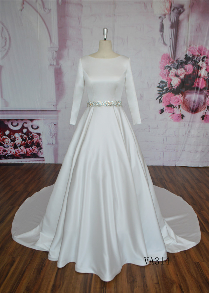Simple Satin Wedding Dress A-Line