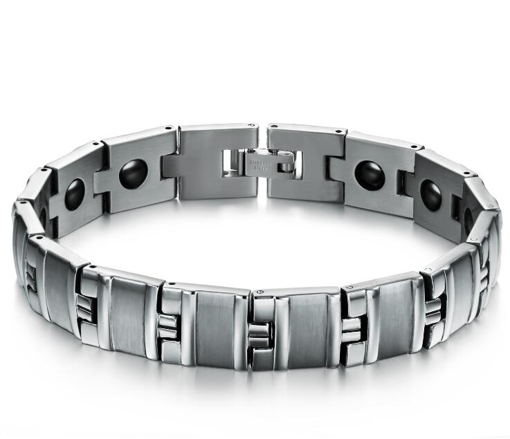 Men Jewelry Healing Magnetic Bangle Balance Health Bracelet Silver Titanium Bracelets Speical Design for Men