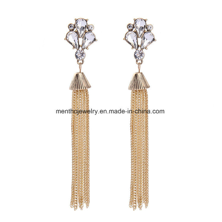 Long Personality Tassel Earring Semi-Precious Jewelry for Women