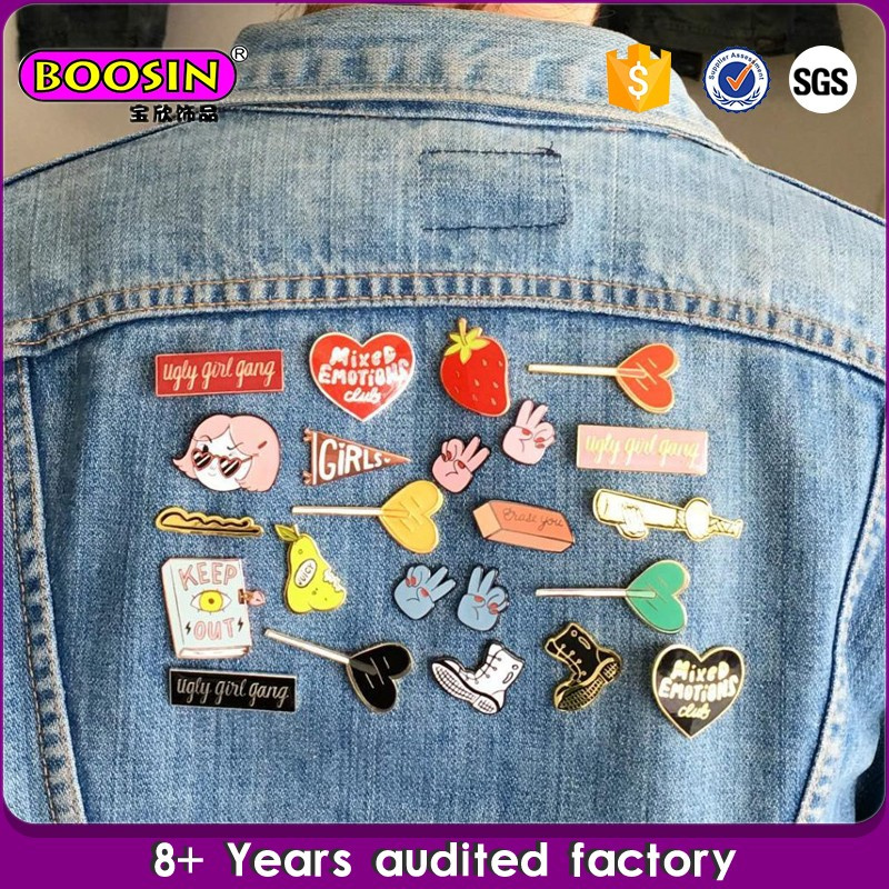 Boosin Factory Custom Gold Plated Lovely Metal Enamel Lapel Pins