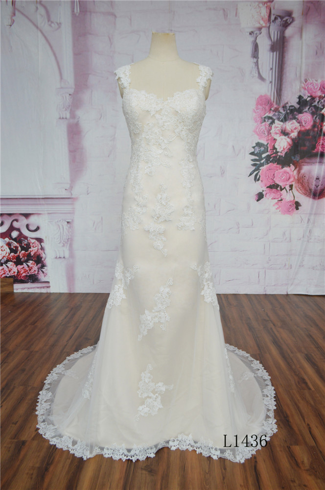 Sex Women Wedding Dress Mermaid Champagne Lace Wedding Dress
