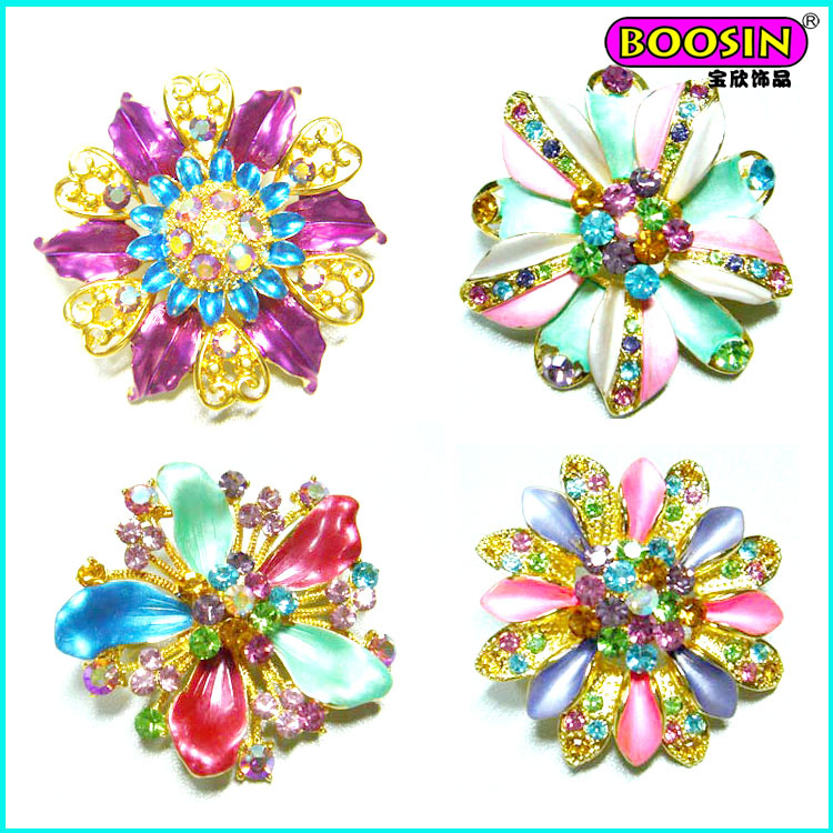 Fashion Enamel Flower Shape Gold China Wholesale Brooch