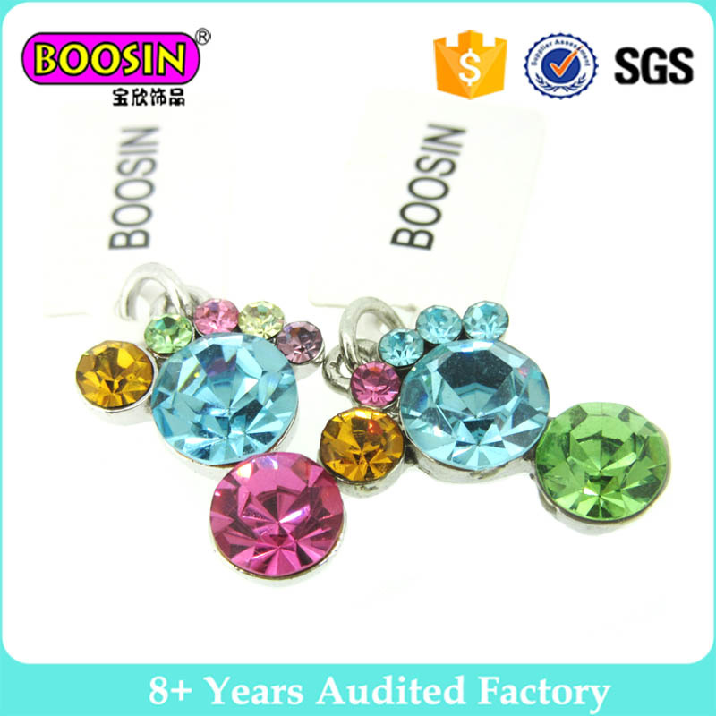Custom Lovely Foot Pendant Charms with Colorful Stones