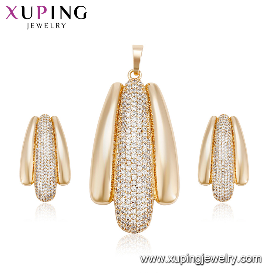 64542 Fashion 18K Gold Copper Jewelry Costume Jewelry Set Design for Women