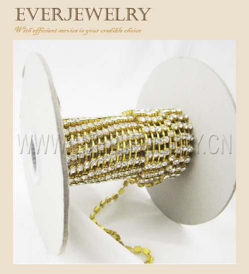 Gold Rhinestone Cup Chain (SS6.5, SS8.5, SS12, SS17, SS20, SS29, SS30...)