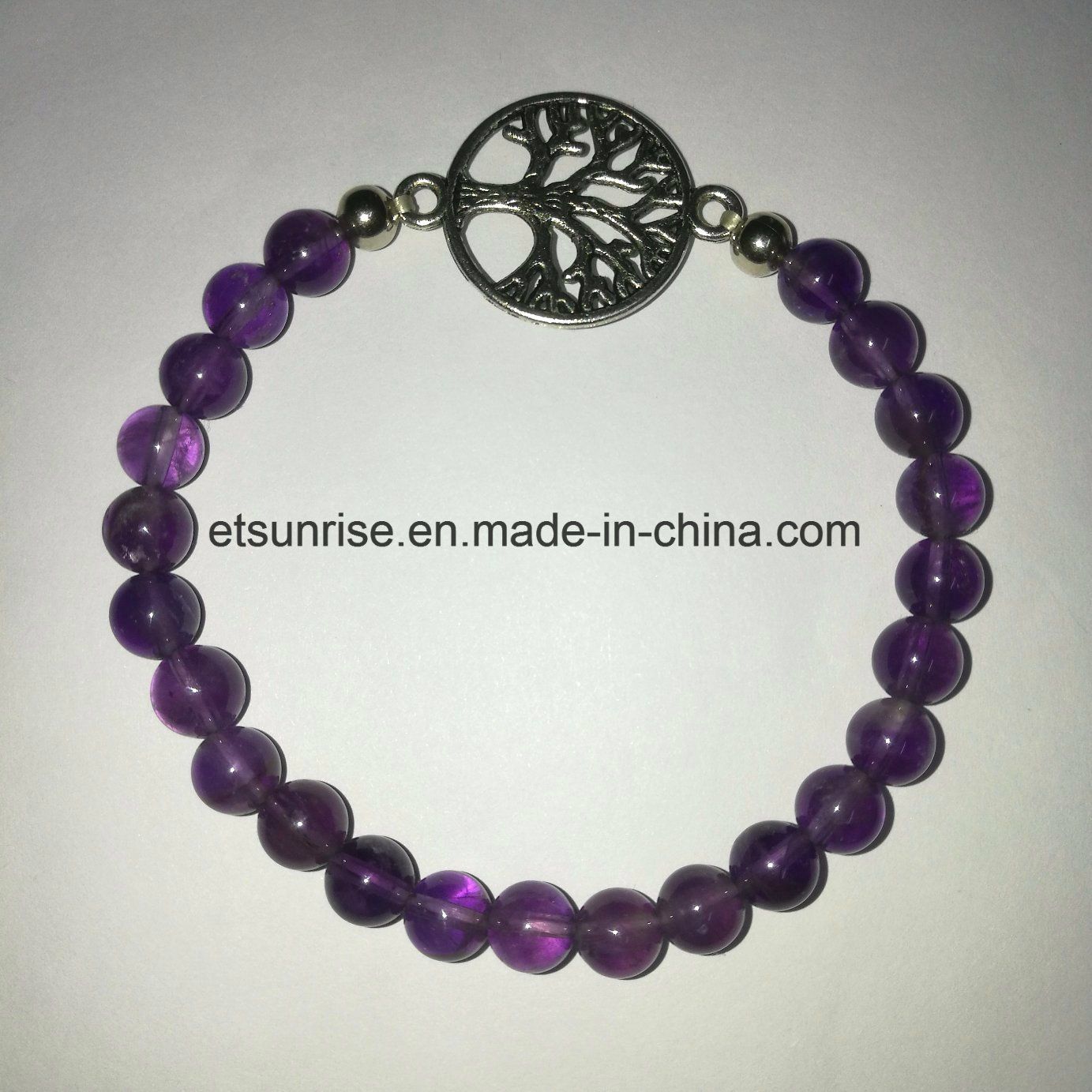 Semi Precious Stone Fashiong Natural Crystal Amethyst Beaded Charming Bracelet Jewellery