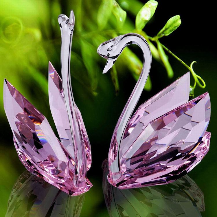 2017 The Newest Design Gift Popular for Wedding a Pair of Crystal Swan
