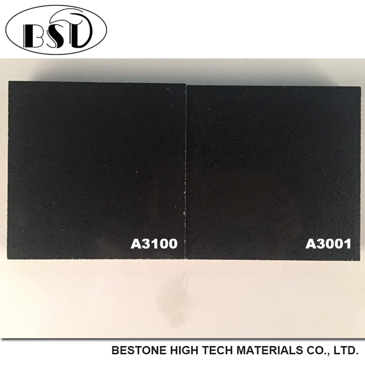 Ultra Black Crystal Artificial Quartz Stone with 2+2cm Edges