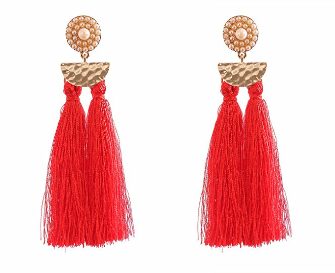 2017 Fashion Jewelry Elegant Korean Style Long Thread Tassel Drop Dangling Earrings Ear Studs 3.7
