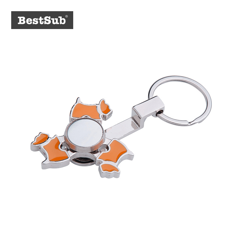 2D Blank Sublimation Fidget Spinner Keyring Toy Relieves Stress Hand Spinner (Dog, Orange)