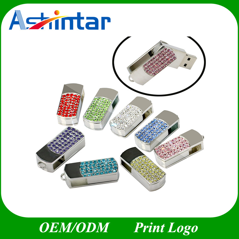 Crystal USB Flash Memory Metal Swivel USB Flash Drive