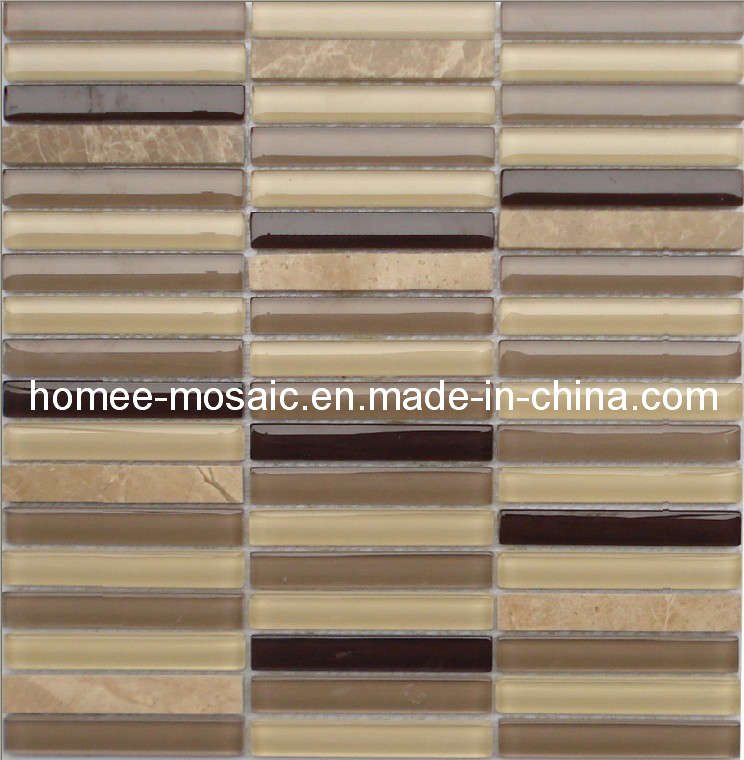 New Designed Wholesale Strip Mosaic Mixed with Glass and Stone