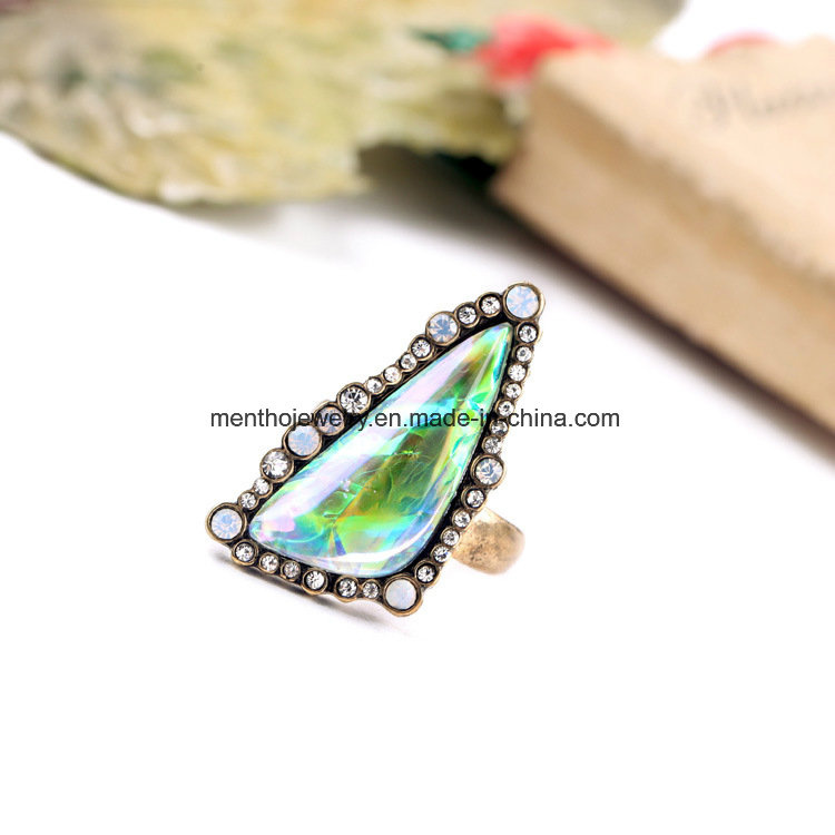 Fashion Cool Diamond and Irregular Gemstone Studded Alloy Finger Ring for Women