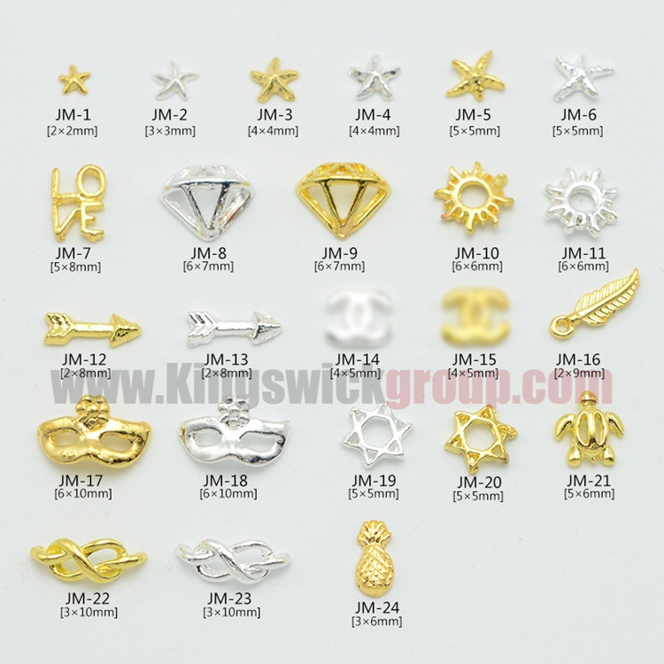 Hollow Bow Metal Studs Gold 3D Nail Art Decoration Alloy Nail Charms DIY