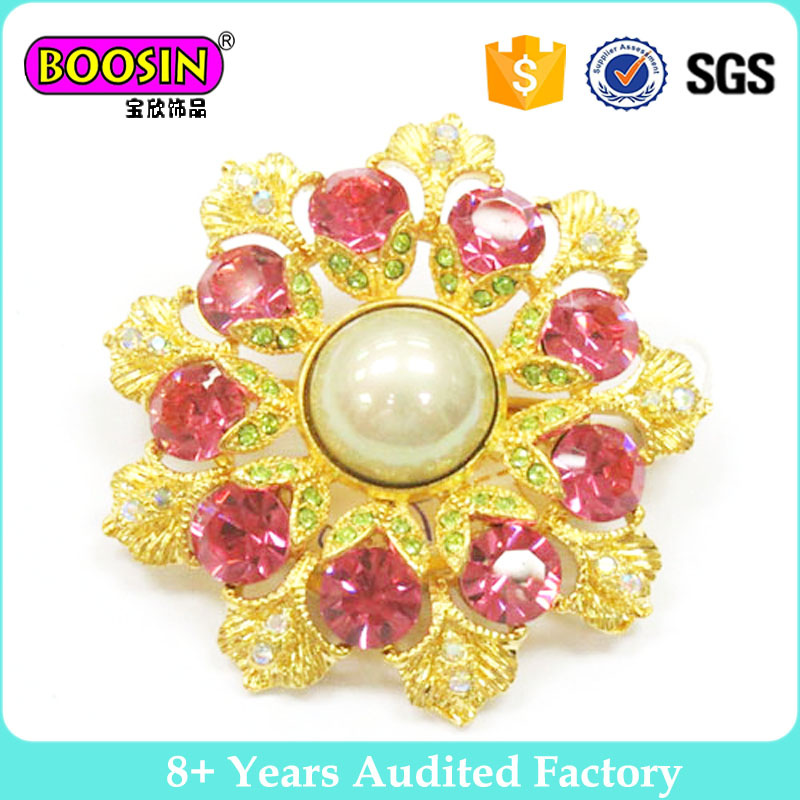 Factory Fancy Gold Rhinestone Crystal Brooch for Women
