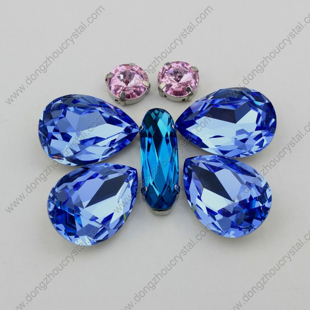 Machine Cut Crystal Element Jewelry Stone in Drop Shape