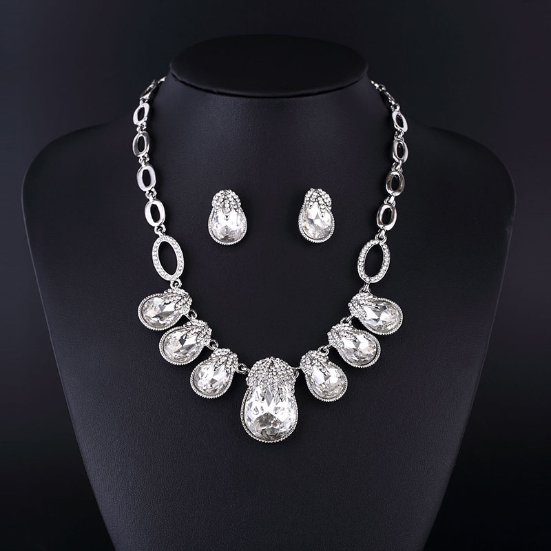 2015 Grace Style Crystal Rhinestone Jewellry Necklace Set for Women