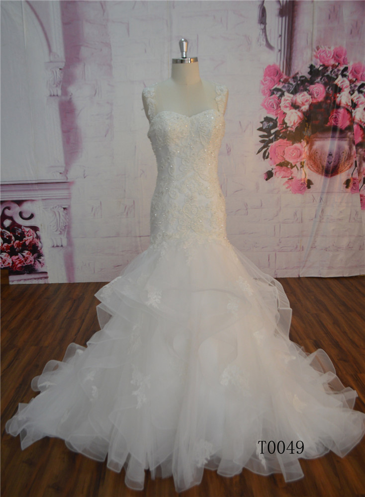 Lace Mermaid Wedding Dress Beaded