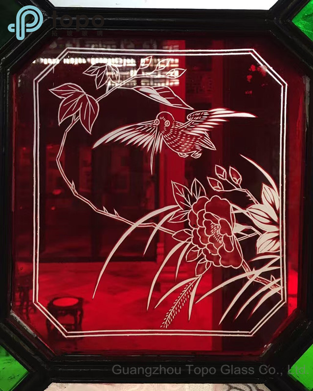 Chinese Style Classical Flower Float Glass for Art Decoration (S-MW)