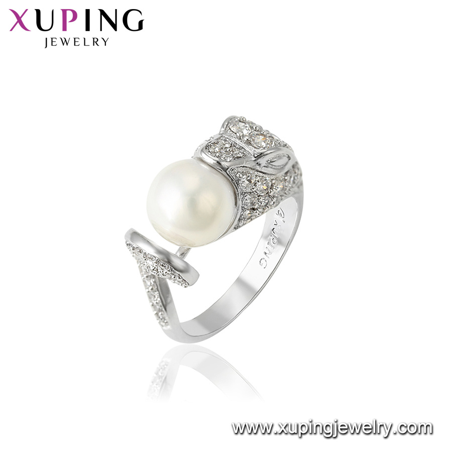 11304 Fashion Luxury CZ Crysral Rhodium Jewelry Ring with Butterfly -Plated
