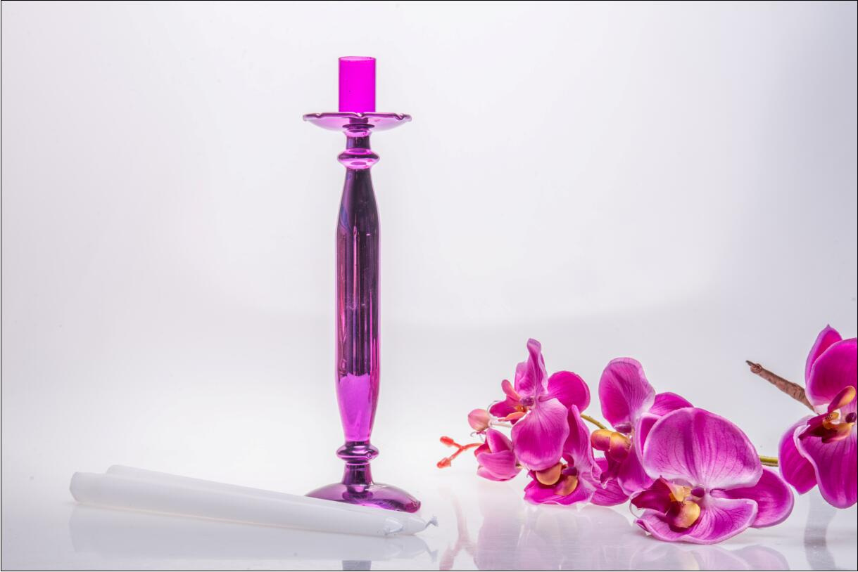 Purple Single Poster Glass Candle Holder for Wedding Decoration