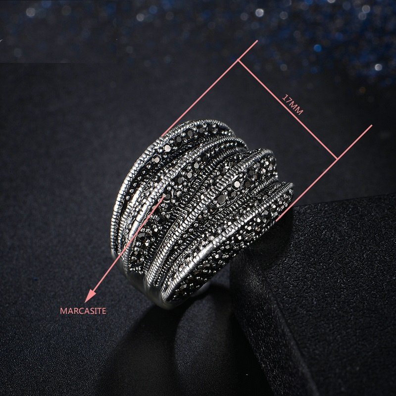 Pave Setting Black Marcasite Blink Ring