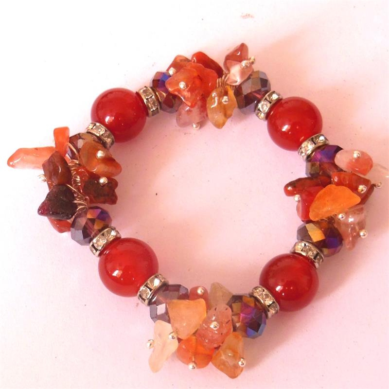 Natural Carnelian Bracelets Bangles Elastic Rope Chain Natural Stone Friendship Bracelets for Women and Men Jewelry