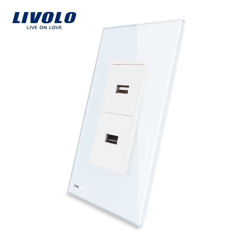 Livolo Us Standard USB Socket White Crystal Glass Wall Plug USB (VL-C592U-11/12)