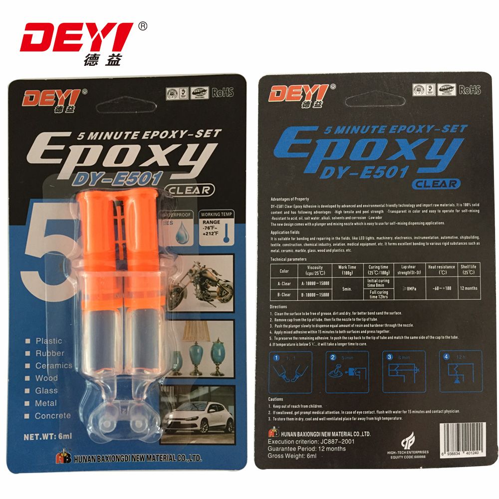 5 Minutes Clear Epoxy Ab Glue with Syrings and Aluminium Tube with Blister Card