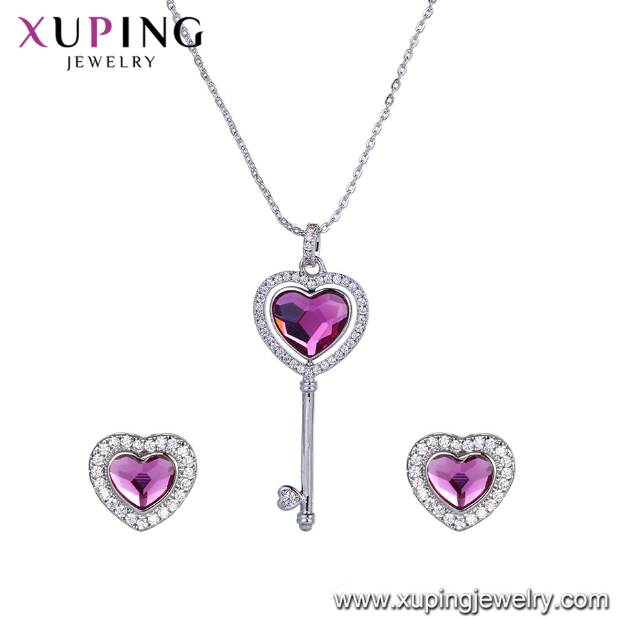 Set-46 Xuping Latest Designs Key Shape Crystals From Swarovski jewellery Set