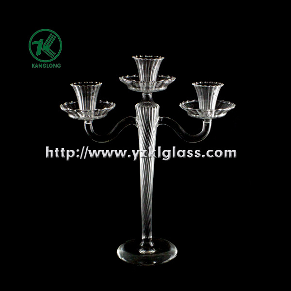 Glass Candle Holder for Home Decoration with Three Posts (10*26.5*31.5)