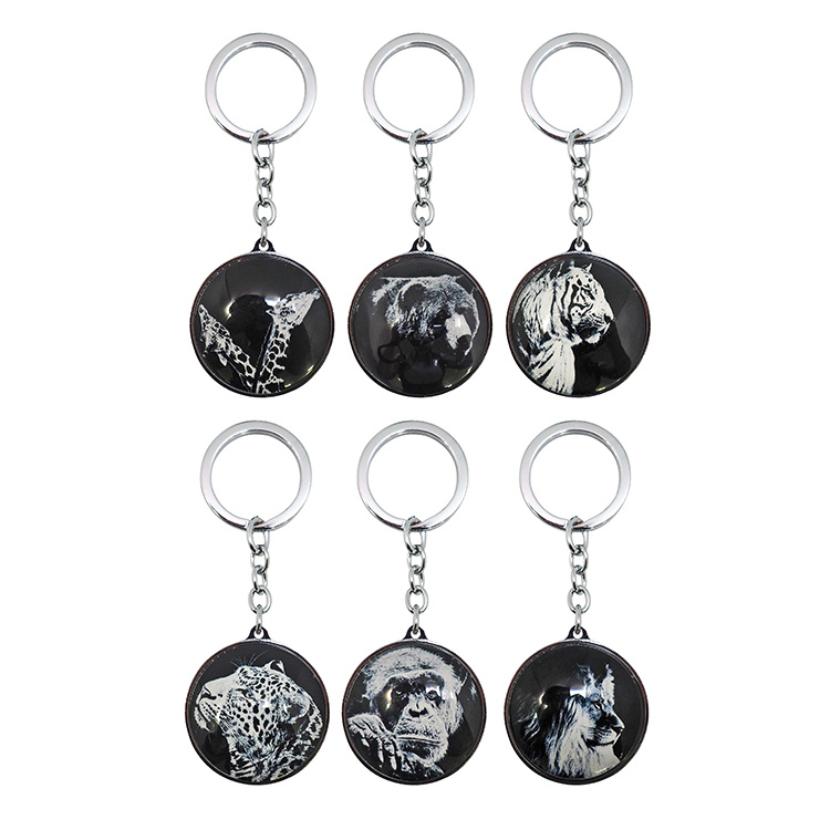 Double Sided Glass Decorative Promotional Keychain Hx-8473