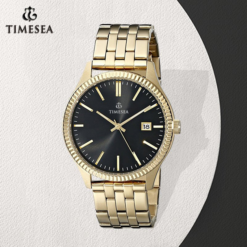 Waterproof Stainless Steel Quartz Men's Wrist Watch with Gold Plating72531