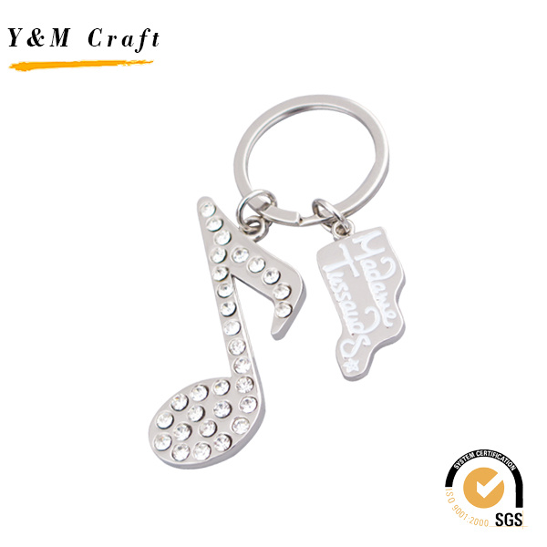 Customized Music 3D crystal Metal Key Ring for Gift