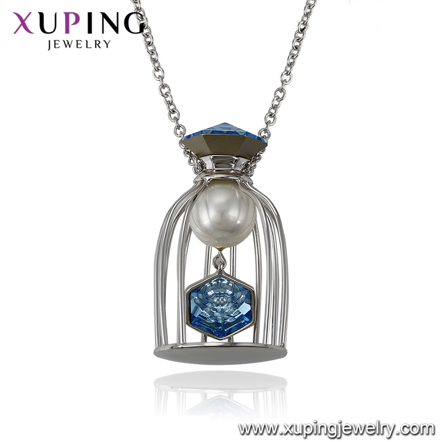 Necklace-00407 Xuping Wholesale Fashion Thin Chain Necklace, Crystals From Swarovski Imitation Pearl Jewelry
