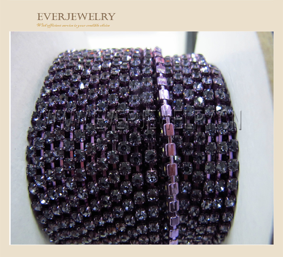 Customized Silver & Gold Plated Claw Rhinestone Chain Trimming, Ss6 Rhinestone