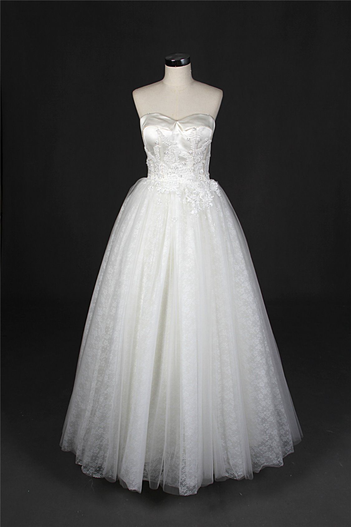 Strapless Satin Ball Bridal Wedding Gown Bridal Dress (Q90394)