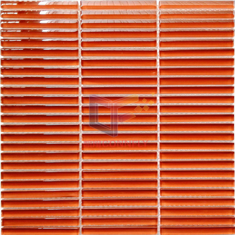Crystal Tile Orange Color in Strip Shape Mosaic (PT108)