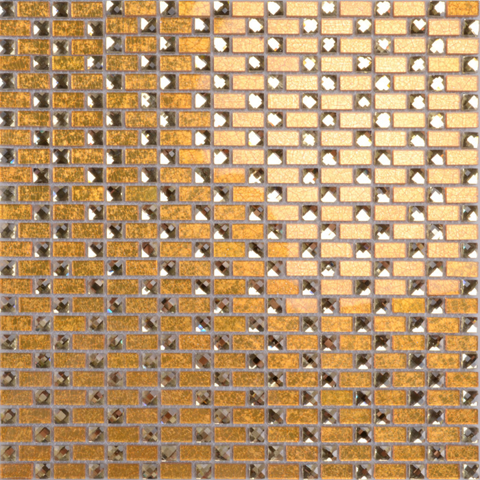 Gold Leaf Glitter Crystal Mirror Mosaic Tile