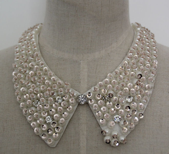 Fashion Charm Pearl Sequin Chunky Costume Choker Necklace Collar (JE0061)
