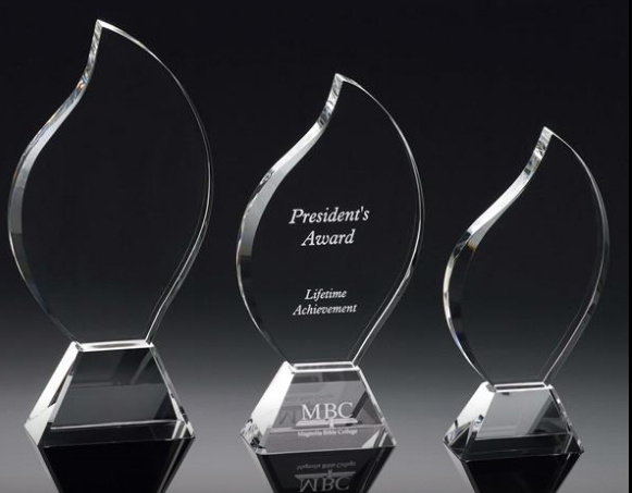 Optical Leaves Crystal Trophy