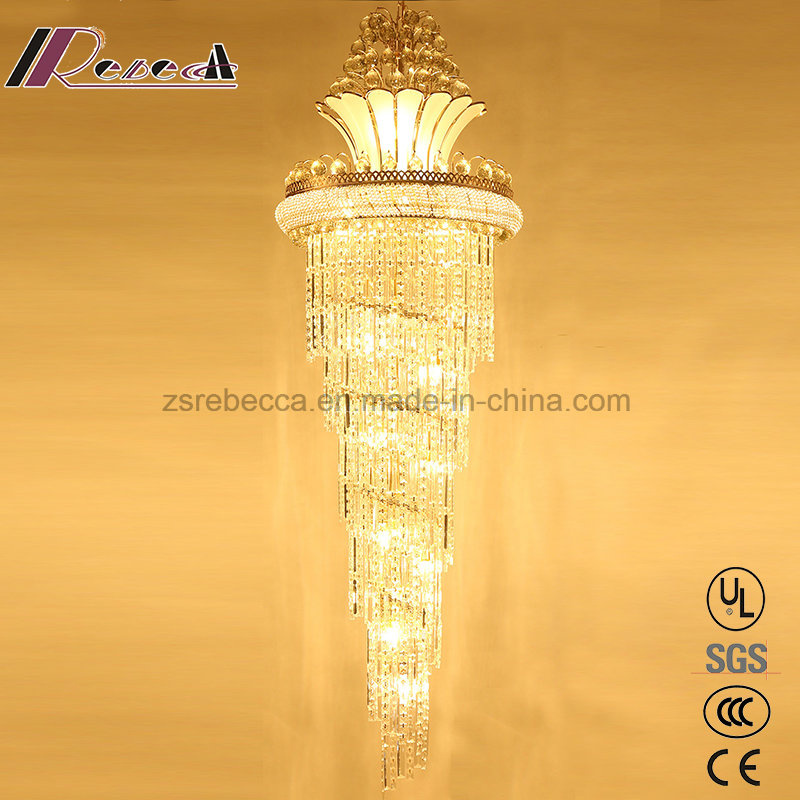 Modern Unique K9 Crystal Pendant Light for Hotel Staircase
