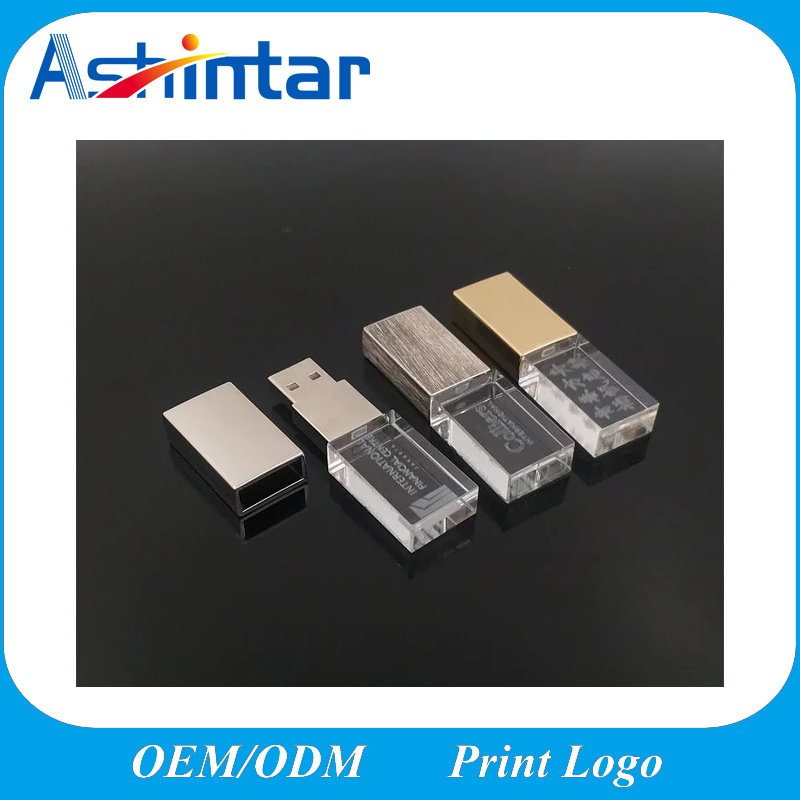 LED Light USB Stick Metal USB Memory Crystal USB Flash Drive