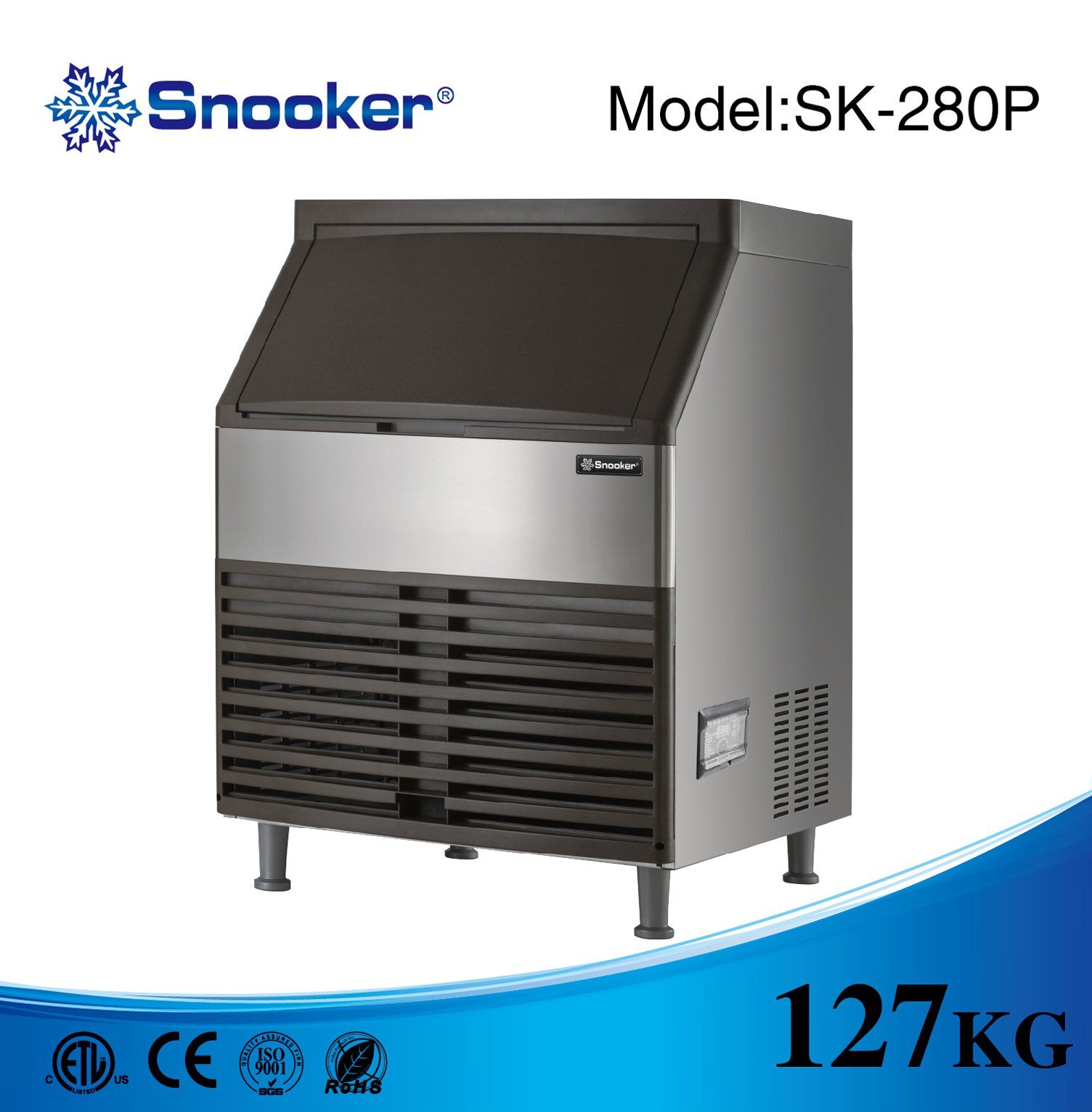 304 Stainless Air Cooling Commercial Sk-280p Ice Maker Ice Making Machine