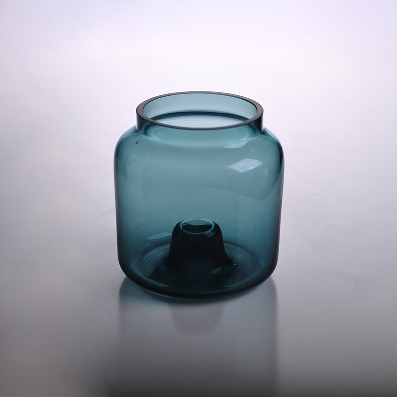 Poured Colored Glass Candle Container