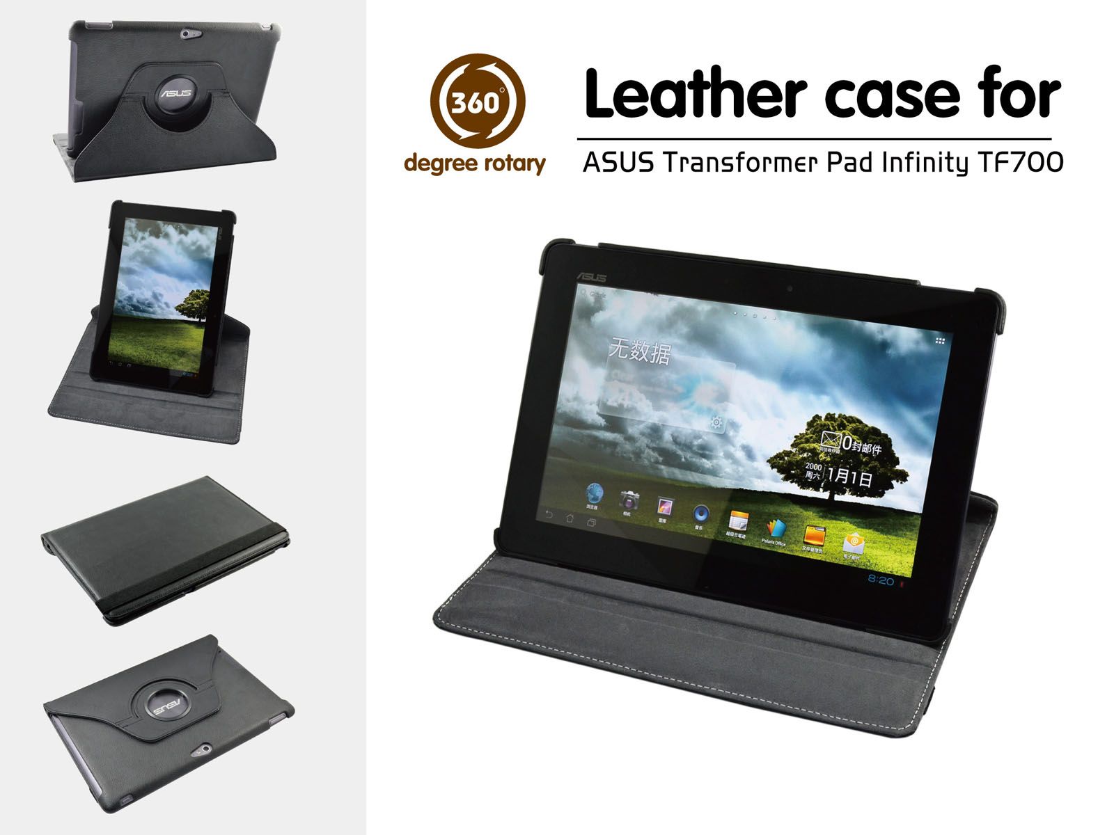 Luxury High Quality 360 Degree Rotating PU Leather Case Cover for Asus Transformer Pad Infinity TF700 with Stand